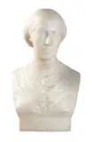 A Victorian sculpted white marble bust of a lady wearing a ca by John Adams-Acton, sculpture, sold Dec 2019
