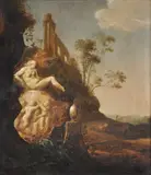 Italianate landscape with a classical sculpture in the foreground Oil on panel 38 x 33cm (14¾ x 12 in.) by Abraham van Cuylenborch, Oil on panel, offered Dec 2019