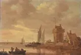 An estuary landscape on the Rhine with square tower and ta by Jan van Goyen, 1652, Oil on panel, sold Dec 2019