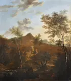 Italianate river landscape with fortified town by Frederik de Moucheron, Oil on canvas, offered Dec 2019