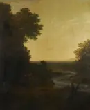 A classical landscape Oil on canvas 180.6 x 149cm (71 x 58½ in.) by George Smith, Oil on canvas, sold Dec 2019