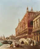 A view across the Ponte della Paglia towards the Doge's Palace by Edward Pritchett, Oil on canvas, sold Dec 2019