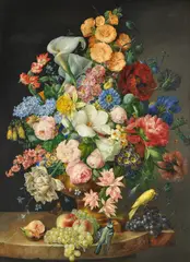 Still life of flowers including lilies by Franz Xaver Petter, Oil on canvas, in a carved gilt frame, sold Dec 2019