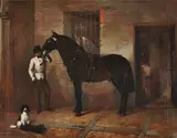 Gallardo and groom by Joaquín Domínguez Bécquer, Oil on canvas, offered Dec 2019