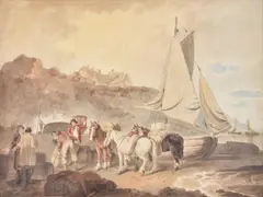 Unloading the catch Watercolour, pen and ink Signed and dated 1800 lower centre 37 x 49cm (14½ x 19¼ in.) Provenance: J by Francis Wheatley, 1800, Watercolour, pen and ink, offered Dec 2019