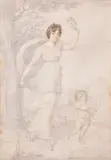 A lady dancing with cupid by George Jones, 1806, Pencil and watercolour The latter signed and dated, offered Dec 2019