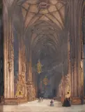 Church interior Watercolour Signed and dated 1859 lower left 23.5 x 17.5cm (9¼ x 6¾ in.) by Franz Alt, 1859, Watercolour, offered Dec 2019