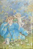 Catching the fairy Watercolour Signed with monogram lower right 18 x 13cm (7 x 5 in.) by William Henry Walker, Watercolour, offered Dec 2019