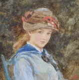 Portrait of Amy Margaret Thackeray by Helen Allingham, Watercolour heightened with white, sold Dec 2019