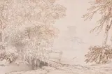 At Tewksbury by Joseph Farington, Pen and ink with later pencil additions, sold Dec 2019