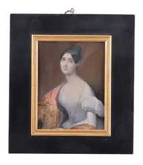 Portrait of a young lady by Giovanni Battista Cassevari, Watercolour on ivory, offered Oct 2019