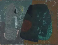 Stone and Flower by John Wells, 1945, Stone and Flower Oil on board in artist's frame, offered Oct 2019