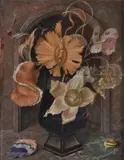 The Shells Remain (no.3) Tempera on canvas-board Signed with monogram lower right; titled and inscribed to label verso 32 x 25.7cm (12½ x 10 in.) by Maxwell Armfield, Tempera on canvas-board, sold Oct 2019