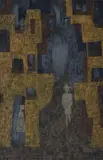 A walk at night by John Armstrong, Oil on paper, sold Oct 2019