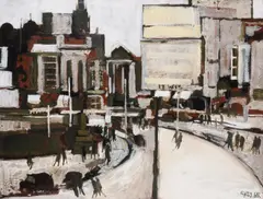 Piccadilly by Geoffrey Key, Oil on board, sold Oct 2019