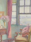 A Chair by a Window Watercolour heightened with white Signed lower right 30 x 22cm (11¾ x 8½ in.) Provenance: Christopher Wood, London by Beatrice Emma Parsons, Watercolour heightened with white, sold Oct 2019