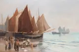 Offloading the Catch Oil on canvas 61 x 92cm (24 x 36 in.) by Edmund George Fuller, Oil on canvas, sold Oct 2019