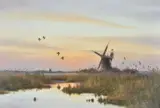 The Flooded Marsh,Runham Oil on canvas Signed lower right 51 x 76.5cm (20 x 30 in.) Unframed by Colin W. Burns, Oil on canvas, offered Oct 2019