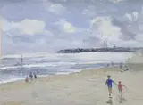Figures on a beach Oil on board Inscribed and dated April 1951 12 noon verso 23.5 x 31cm (9¼ x 12 in.) Provenance: MacConnal-Mason & Son Ltd., London by Campbell Archibald Mellon, Oil on board, sold Oct 2019