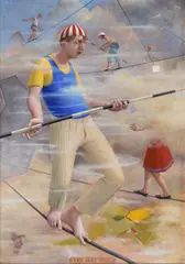 Tightrope walker by Eric Holt, 1992, Oil on canvas, sold Oct 2019