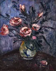 Still life with roses Oil on board Signed lower right 55.5 x 44cm (21¾ x 17¼ in.) by John Livesey, Oil on board, offered Oct 2019