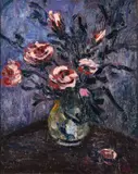 Still life with roses Oil on board Signed lower right 55.5 x 44cm (21¾ x 17¼ in.) by John Livesey, Oil on board, offered Oct 2019