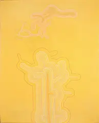 Lines on Yellow by Peter Schmidt, Oil on canvas, sold Oct 2019