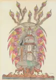 Head Watercolour and ink Signed lower right 37 x 26.5cm (14½ x 10¼ in.) by Scottie Wilson, Watercolour and ink, sold Oct 2019