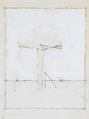 Crucifix - Working drawing by Michael Kenny, Ink and gouache, sold Oct 2019