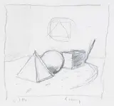 Objects on a table Black crayon Signed lower right, dated 4.1.84 lower left 25 x 27cm (9¾ x 10½ in.) by Michael Kenny, drawing, sold Oct 2019