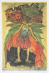 Gwari III Deep etching printed in colours, 1994 Signed in pencil, inscribed, dated 1994 and numbered 8/10 Plate: 30.2 x 20.2cm (11¾ x 7¾ in.) by Tayo Tekovi Quaye, 1994, etching, offered Oct 2019