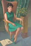 Portrait of a seated lady by Otto Maraini, 1968, Oil on canvas, sold Oct 2019