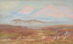 Highland landscape Watercolour Signed lower right 22.7 x 39.4cm (8¾ x 15½ in.) Together with another by the same hand, Children resting outside a cottage by William R. Hoyles, Watercolour, sold Oct 2019