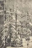 Scaffolding, Cairo Etching Signed in pencil and titled 37.5 x 25cm (14¾ x 9¾ in.) by Marjorie Sherlock, Etching, offered Oct 2019