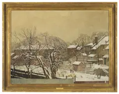 Snowfall in the suburbs - A view from the artist's house by Harry Bush, 1940, Oil on canvas, sold Oct 2019