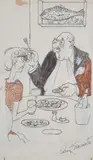 A set of five figural cartoons by Osbert Lancaster, Oil, sold Oct 2019