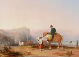 On the beach Oil on canvas Signed and dated 67[] lower left 54 x 74cm (21¼ x 29 in.) by William Shayer Snr., Oil on canvas, sold Aug 2019