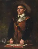 Parliamentarian; Health to King Charles Oil on canvas Both signed with monogram Each 26 x 20cm (10 x 7¾ in.) (2) by Robert Alexander Hillingford, Oil on canvas Both signed with monogram Each, sold Jul 2019