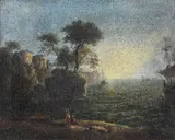 Arcadian landscape Oil on canvas Signed and dated 1845 lower left 43 x 54cm (16¾ x 21¼ in.) by William Gill, 1845, Oil on canvas, offered Jul 2019