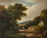 Horse and figures in a landscape by John Wallace Tucker, 1830, Oil on panel, offered Jul 2019
