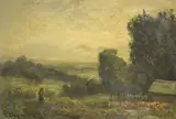 Figure overlooking a landscape by George Boyle, oil on board, sold Aug 2021