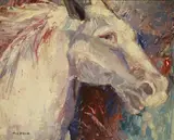 Study of horse's head by Richard Mandin, oil on board, sold Aug 2021