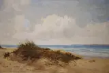 Sand dunes along the coast by William Langley, oil on canvas, sold Aug 2021