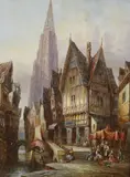 Freiburg, Baden by Henry Schafer, 1884, oil on canvas, sold Aug 2021