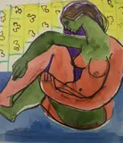 Seated nude by Sydney Horne Shepherd, ink and watercolour, sold Aug 2021