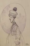 Despondent Monarch by Christopher Riddell, ink and coloured, sold Aug 2021