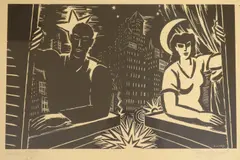 Voisins by Frans Masereel, 1951, woodcut, sold Aug 2021