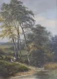 A moorland stream by T. Kendrick, oil on canvas, sold Aug 2021