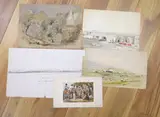 Mosul from the Eastern Bank of the Tigris, Inscribed ‘Plate 2, to be placed opposite of p.80 of manuscript by Frederick Charles Cooper, watercolor, sold Aug 2021