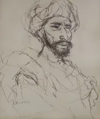 Medina. Fez. March 3 51 by Ronald Searle, ink, sold Aug 2021